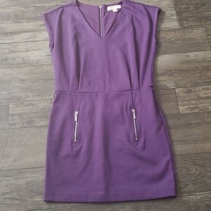 Michael Kors V Neck Zip Back Shirt Dress Purple